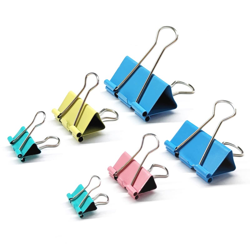 Ykimok 100 Pcs Colored Binder Clips  Metal Paper Clamps 6 Assorted Sizes  Extra Large  Large  Medium  Small  X Small and Micro for Office Supplies  4 Vibrant Colors - Image 3